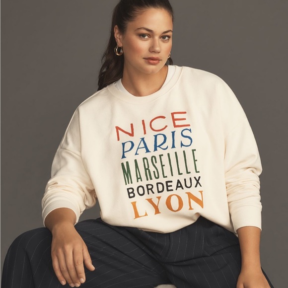 Anthropologie Cream Graphic Sweatshirt - Picture 5 of 9